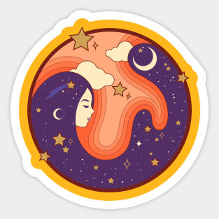 1970s cosmic girl Sticker